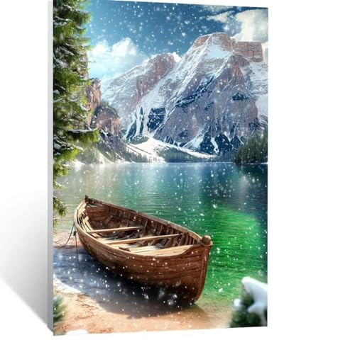 Malen Nach Zahlen Erwachsene Berg Malen Nach Zahlen Kinder Boot mit Pinsel und Wasserdicht Leinwand Acrylfarben Set, Diy Set Erwachsene Bilder 50 x 70cm für Zimmer Deko Geschenke für Frauen LSJ-2161 von LUESSJAO