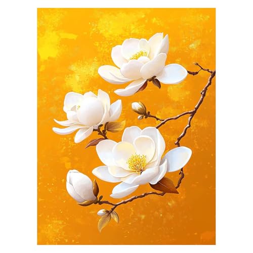 Malen Nach Zahlen Erwachsene Blume Malen Nach Zahlen Kinder PflanZen mit Pinsel und Wasserdicht Leinwand Acrylfarben Set, Diy Set Erwachsene Bilder 40 x 55CM für Deko Wohnzimmer Geschenke LSJ-6986 von LUESSJAO