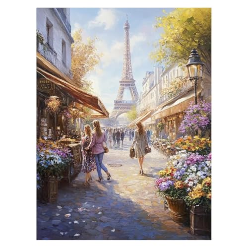 Malen Nach Zahlen Erwachsene Blume Malen Nach Zahlen Kinder Stadt mit Pinsel und Wasserdicht Leinwand Acrylfarben Set, Diy Set Erwachsene Bilder 60x80 cm für Zimmer Deko Geschenke für Frauen LSJ-4415 von LUESSJAO