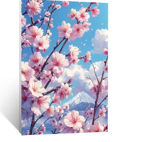 Malen Nach Zahlen Erwachsene Blume Malen Nach Zahlen Kinder Vulkan Fuji mit Pinsel und Wasserdicht Leinwand Acrylfarben Set, Diy Set Erwachsene Bilder 70 x 50 cm für Zimmer Deko Geschenke LSJ-2249 von LUESSJAO
