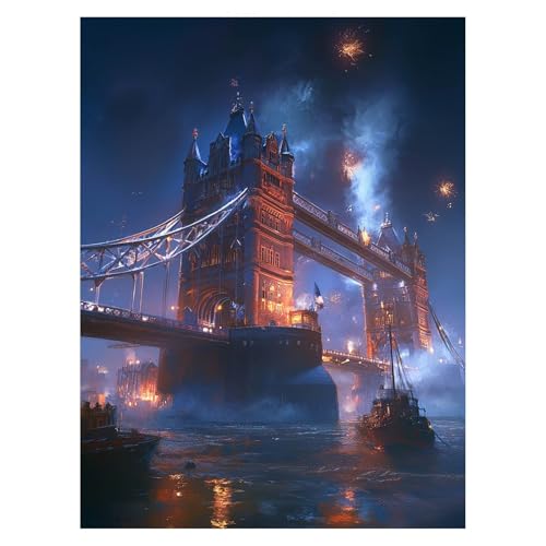 Malen Nach Zahlen Erwachsene Brücke Malen Nach Zahlen Kinder Architektur mit Pinsel und Wasserdicht Leinwand Acrylfarben Set, Diy Set Erwachsene Bilder 30 x 40cm für Deko Wohnzimmer Geschenke LSJ-6986 von LUESSJAO