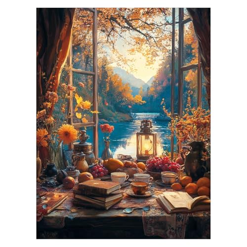 Malen Nach Zahlen Erwachsene Buch Malen Nach Zahlen Kinder Landschaft mit Pinsel und Wasserdicht Leinwand Acrylfarben Set, Diy Set Erwachsene Bilder 30x40 cm für Deko Wohnzimmer Geschenke LSJ-6986 von LUESSJAO