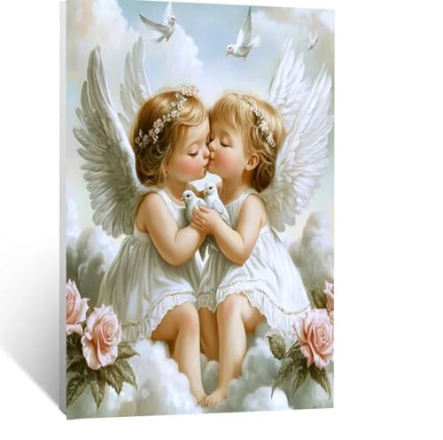 Malen Nach Zahlen Erwachsene Engel Malen Nach Zahlen Kinder Flügel mit Pinsel und Wasserdicht Leinwand Acrylfarben Set, Diy Set Erwachsene Bilder 55 x 40cm für Zimmer Deko Geschenke für Frauen LSJ3084 von LUESSJAO