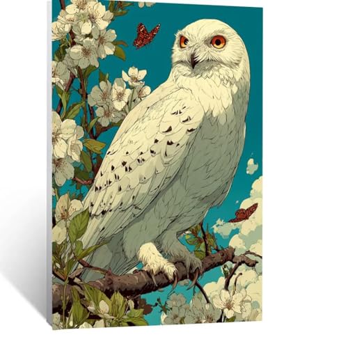 Malen Nach Zahlen Erwachsene Eule Malen Nach Zahlen Kinder Schmetterling mit Pinsel und Wasserdicht Leinwand Acrylfarben Set, Diy Set Erwachsene Bilder 50 x 35cm für Zimmer Deko Geschenke LSJ-1939 von LUESSJAO