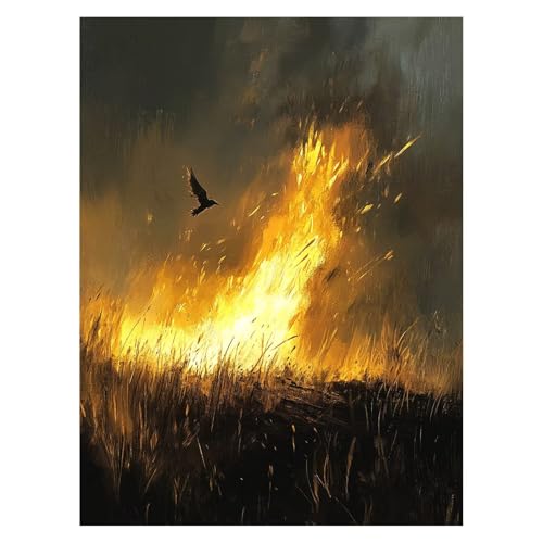 Malen Nach Zahlen Erwachsene Flamme Malen Nach Zahlen Kinder Vogel mit Pinsel und Wasserdicht Leinwand Acrylfarben Set, Diy Set Erwachsene Bilder 30x40CM für Deko Wohnzimmer und Geschenke LSJ-6986 von LUESSJAO