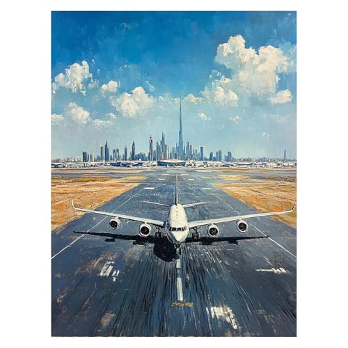 Malen Nach Zahlen Erwachsene Flugzeug Malen Nach Zahlen Kinder Stadt mit Pinsel und Wasserdicht Leinwand Acrylfarben Set, Diy Set Erwachsene Bilder 40 x 55cm Zimmer Deko Geschenke für Frauen LSJ-4609 von LUESSJAO