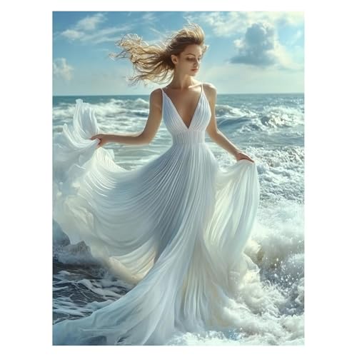 Malen Nach Zahlen Erwachsene Frau Malen Nach Zahlen Kinder Am Meer mit Pinsel und Wasserdicht Leinwand Acrylfarben Set, Diy Set Erwachsene Bilder 100x135 cm Zimmer Deko Geschenke für Frauen LSJ-5761 von LUESSJAO