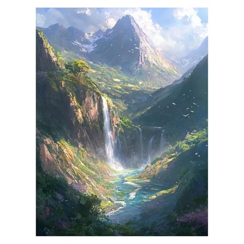 Malen Nach Zahlen Erwachsene Gebirge Malen Nach Zahlen Kinder Wasserfall mit Pinsel und Wasserdicht Leinwand Acrylfarben Set, Diy Set Erwachsene Bilder 100 x 135cm Zimmer Deko Geschenke LSJ-4501 von LUESSJAO