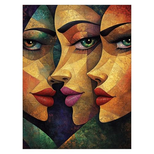 Malen Nach Zahlen Erwachsene Gesicht Malen Nach Zahlen Kinder Abstrakt mit Pinsel und Wasserdicht Leinwand Acrylfarben Set, Diy Set Erwachsene Bilder 50x70 cm Zimmer Deko Geschenke für Frauen LSJ-6206 von LUESSJAO