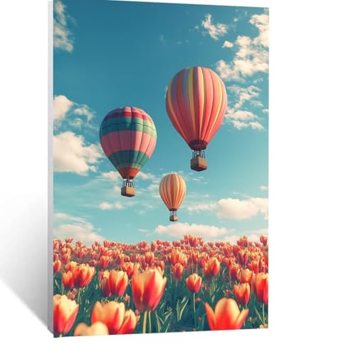 Malen Nach Zahlen Erwachsene Heißluftballon Malen Nach Zahlen Kinder Pflanzen mit Pinsel und Wasserdicht Leinwand Acrylfarben Set, Diy Set Erwachsene Bilder 30x40 CM für Zimmer Deko Geschenke LSJ-7482 von LUESSJAO