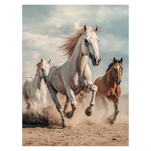 Malen Nach Zahlen Erwachsene Horse Malen Nach Zahlen Kinder Landschaft mit Pinsel und Wasserdicht Leinwand Acrylfarben Set, Diy Set Erwachsene Bilder 40 x 55 CM für Deko Wohnzimmer Geschenke LSJ-6986 von LUESSJAO