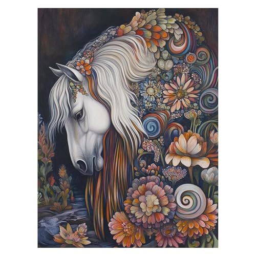 Malen Nach Zahlen Erwachsene Horse Malen Nach Zahlen Kinder Tier mit Pinsel und Wasserdicht Leinwand Acrylfarben Set,Diy Set Erwachsene Bilder 100 x 135cm für Zimmer Deko Geschenke für Frauen LSJ-5733 von LUESSJAO