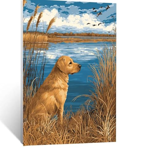 Malen Nach Zahlen Erwachsene Hund Malen Nach Zahlen Kinder Herbst mit Pinsel und Wasserdicht Leinwand Acrylfarben Set, Diy Set Erwachsene Bilder 135 x 100 cm für Deko Wohnzimmer Geschenke LSJ-4256 von LUESSJAO