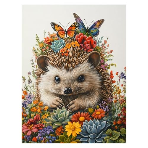 Malen Nach Zahlen Erwachsene Igel Malen Nach Zahlen Kinder Blume mit Pinsel und Wasserdicht Leinwand Acrylfarben Set, Diy Set Erwachsene Bilder 40x55cm für Deko Wohnzimmer Geschenke für Frauen LSJ6986 von LUESSJAO