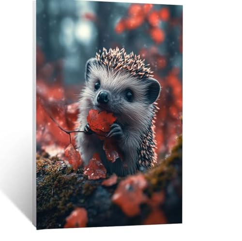 Malen Nach Zahlen Erwachsene Igel Malen Nach Zahlen Kinder Tier mit Pinsel und Wasserdicht Leinwand Acrylfarben Set, Diy Set Erwachsene Bilder 50 x 70 CM für Zimmer Deko Geschenke für Frauen LSJ-6209 von LUESSJAO