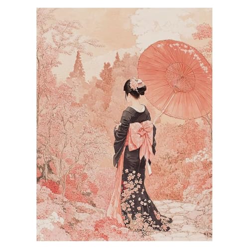 Malen Nach Zahlen Erwachsene Japan Malen Nach Zahlen Kinder Frau mit Pinsel und Wasserdicht Leinwand Acrylfarben Set, Diy Set Erwachsene Bilder 40x55 cm für Zimmer Deko Geschenke für Frauen LSJ-2397 von LUESSJAO