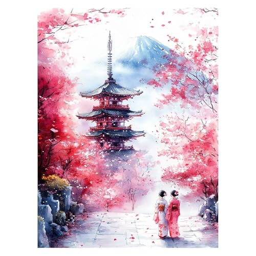 Malen Nach Zahlen Erwachsene Japan Malen Nach Zahlen Kinder Geisha mit Pinsel und Wasserdicht Leinwand Acrylfarben Set, Diy Set Erwachsene Bilder 70 x 95Cm für Deko Wohnzimmer Geschenke LSJ-6986 von LUESSJAO