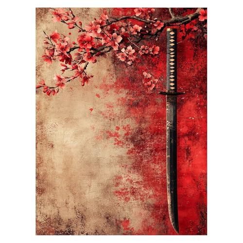 Malen Nach Zahlen Erwachsene Japan Malen Nach Zahlen Kinder Katana mit Pinsel und Wasserdicht Leinwand Acrylfarben Set, Diy Set Erwachsene Bilder 30 x 40CM für Deko Wohnzimmer Geschenke LSJ-6986 von LUESSJAO