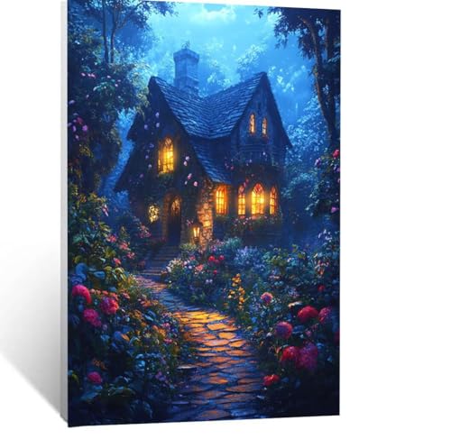 Malen Nach Zahlen Erwachsene Kabine Malen Nach Zahlen Kinder Blume mit Pinsel und Wasserdicht Leinwand Acrylfarben Set, Diy Set Erwachsene Bilder 40 x 55cm für Zimmer Deko Geschenke für Frauen LSJ6164 von LUESSJAO