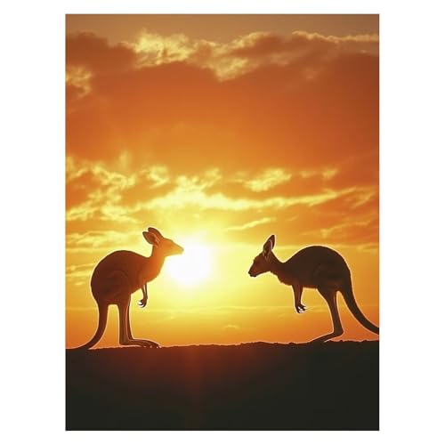 Malen Nach Zahlen Erwachsene Känguru Malen Nach Zahlen Kinder Sonnenuntergang mit Pinsel und Wasserdicht Leinwand Acrylfarben Set, Diy Set Erwachsene Bilder 70x95cm für Deko Wohnzimmer LSJ-6986 von LUESSJAO