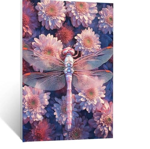 Malen Nach Zahlen Erwachsene Libelle Malen Nach Zahlen Kinder Blume mit Pinsel und Wasserdicht Leinwand Acrylfarben Set, Diy Set Erwachsene Bilder 80 x 110cm für Deko Wohnzimmer Geschenke LSJ-4166 von LUESSJAO