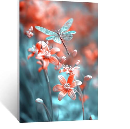 Malen Nach Zahlen Erwachsene Libelle Malen Nach Zahlen Kinder Blume mit Pinsel und Wasserdicht Leinwand Acrylfarben Set, Diy Set Erwachsene Bilder 90x120cm für Zimmer Deko Geschenke für Frauen LSJ5443 von LUESSJAO