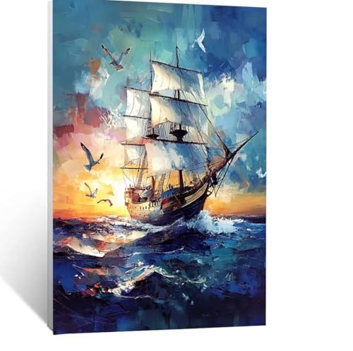 Malen Nach Zahlen Erwachsene Meerblick Malen Nach Zahlen Kinder Boot mit Pinsel und Wasserdicht Leinwand Acrylfarben Set, Diy Set Erwachsene Bilder 90x120 CM für Deko Wohnzimmer Geschenke LSJ-1483 Malen Nach Zahlen Erwachsene Meerblick Malen Nach Zahlen Kinder Boot mit Pinsel und Wasserdicht Leinwand Acrylfarben Set, Diy Set Erwachsene Bilder 90x120 CM für Deko Wohnzimmer Geschenke LSJ-1483 von LUESSJAO