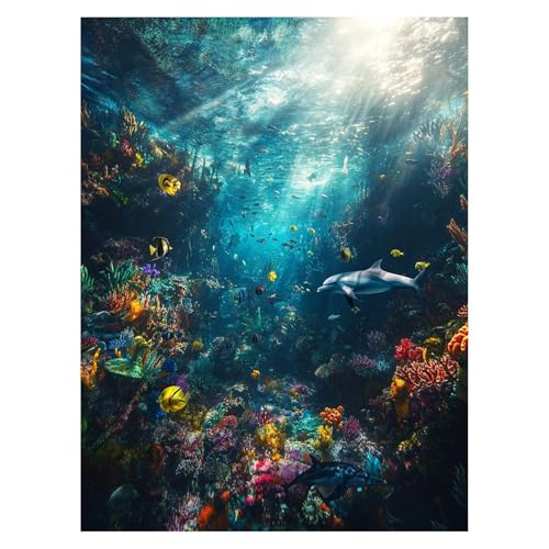 Malen Nach Zahlen Erwachsene Meereslebewesen Malen Nach Zahlen Kinder Meerblick mit Pinsel und Wasserdicht Leinwand Acrylfarben Set, Diy Set Erwachsene Bilder 100 x 135 cm Deko Wohnzimmer LSJ-4907 von LUESSJAO