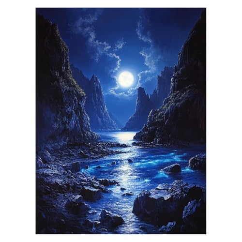 Malen Nach Zahlen Erwachsene Mond Malen Nach Zahlen Kinder Berg mit Pinsel und Wasserdicht Leinwand Acrylfarben Set, Diy Set Erwachsene Bilder 100 x 135cm für Zimmer Deko Geschenke für Frauen LSJ-4445 von LUESSJAO