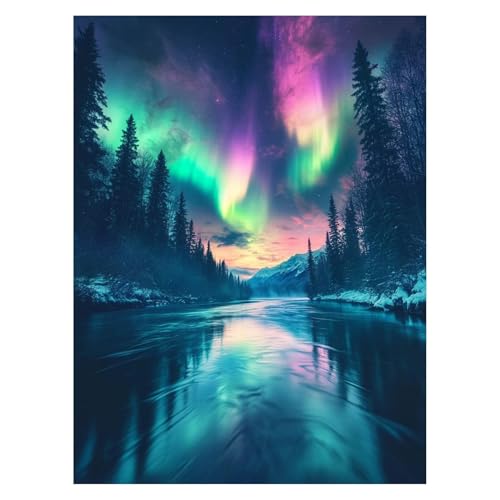 Malen Nach Zahlen Erwachsene Nordlicht Malen Nach Zahlen Kinder Baum mit Pinsel und Wasserdicht Leinwand Acrylfarben Set, Diy Set Erwachsene Bilder 100x135CM für Deko Wohnzimmer Geschenke LSJ-6986 von LUESSJAO