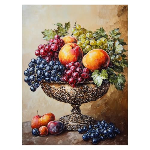 Malen Nach Zahlen Erwachsene Obst Malen Nach Zahlen Kinder Traube mit Pinsel und Wasserdicht Leinwand Acrylfarben Set, Diy Set Erwachsene Bilder 60 x 80 cm für Deko Wohnzimmer Geschenke LSJ-6986 von LUESSJAO