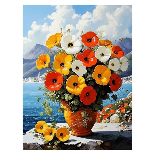 Malen Nach Zahlen Erwachsene PflanZen Malen Nach Zahlen Kinder Blume mit Pinsel und Wasserdicht Leinwand Acrylfarben Set, Diy Set Erwachsene Bilder 30 x 40cm Zimmer Deko Geschenke für Frauen LSJ-4776 von LUESSJAO