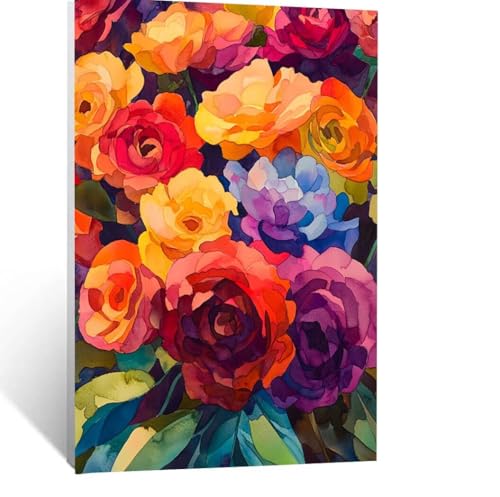 Malen Nach Zahlen Erwachsene Pflanzen Malen Nach Zahlen Kinder Blume mit Pinsel und Wasserdicht Leinwand Acrylfarben Set, Diy Set Erwachsene Bilder 80x60CM für Zimmer Deko Geschenke für Frauen LSJ1854 von LUESSJAO