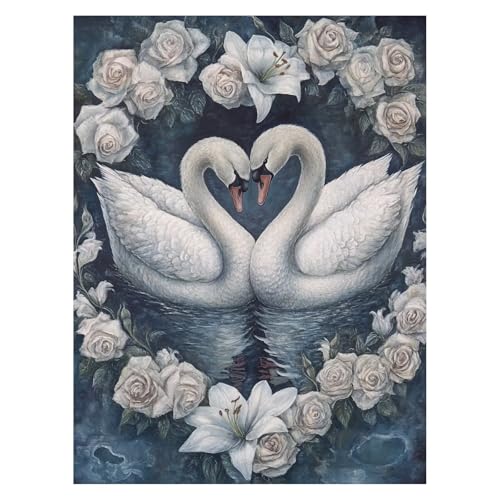 Malen Nach Zahlen Erwachsene Rose Malen Nach Zahlen Kinder Schwan mit Pinsel und Wasserdicht Leinwand Acrylfarben Set, Diy Set Erwachsene Bilder 30 x 40 CM für Deko Wohnzimmer Geschenke LSJ-6986 von LUESSJAO