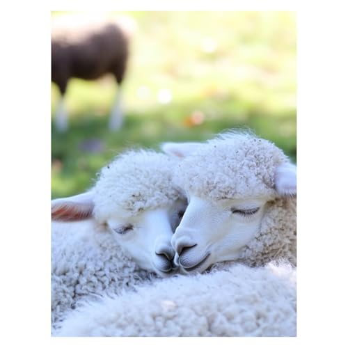 Malen Nach Zahlen Erwachsene Schaf Malen Nach Zahlen Kinder Tier mit Pinsel und Wasserdicht Leinwand Acrylfarben Set, Diy Set Erwachsene Bilder 40x55 CM für Deko Wohnzimmer und Geschenke LSJ-6986 von LUESSJAO
