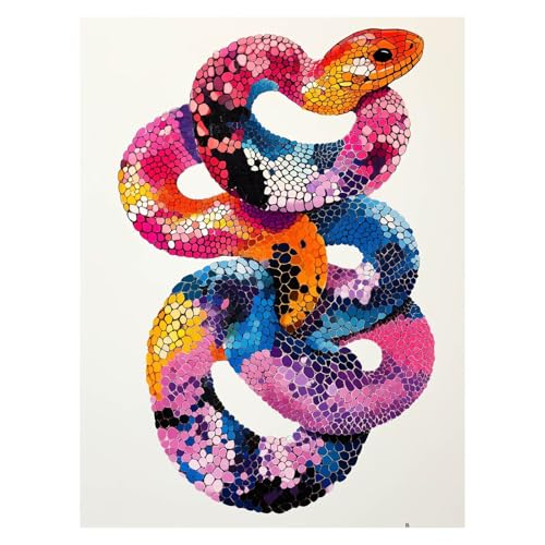 Malen Nach Zahlen Erwachsene Schlange Malen Nach Zahlen Kinder Tier mit Pinsel und Wasserdicht Leinwand Acrylfarben Set, Diy Set Erwachsene Bilder 40x55 cm für Deko Wohnzimmer Geschenke LSJ-6986 von LUESSJAO