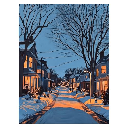 Malen Nach Zahlen Erwachsene Schnee Malen Nach Zahlen Kinder Stadt mit Pinsel und Wasserdicht Leinwand Acrylfarben Set, Diy Set Erwachsene Bilder 100x135 cm Zimmer Deko Geschenke für Frauen LSJ-4361 von LUESSJAO