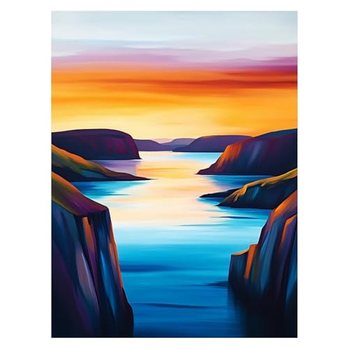Malen Nach Zahlen Erwachsene See Malen Nach Zahlen Kinder Landschaft mit Pinsel und Wasserdicht Leinwand Acrylfarben Set, Diy Set Erwachsene Bilder 100 x 135 cm Deko Wohnzimmer Geschenke LSJ-4515 von LUESSJAO