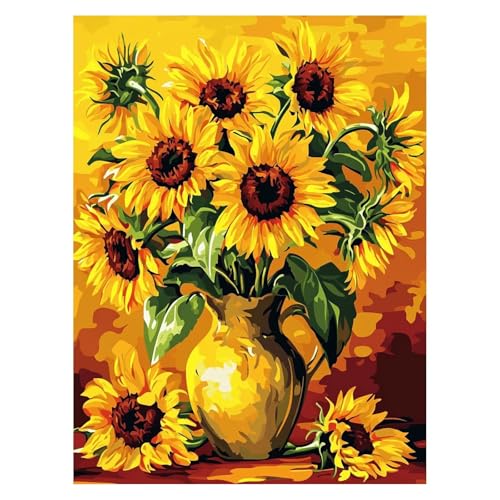 Malen Nach Zahlen Erwachsene Sonnenblume Malen Nach Zahlen Kinder Blume mit Pinsel und Wasserdicht Leinwand Acrylfarben Set, Diy Set Erwachsene Bilder 100x135cm Deko Wohnzimmer Geschenke LSJ-4767 von LUESSJAO