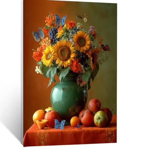Malen Nach Zahlen Erwachsene Sonnenblume Malen Nach Zahlen Kinder Schmetterling mit Pinsel und Wasserdicht Leinwand Acrylfarben Set, Diy Set Erwachsene Bilder 70 x 50 CM für Zimmer Deko LSJ-4691 von LUESSJAO