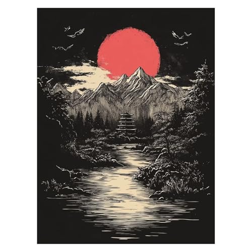 Malen Nach Zahlen Erwachsene Sonnenuntergang Malen Nach Zahlen Kinder Landschaft mit Pinsel und Wasserdicht Leinwand Acrylfarben Set, Diy Set Erwachsene Bilder 40x55 CM für Deko Wohnzimmer LSJ-6986 von LUESSJAO