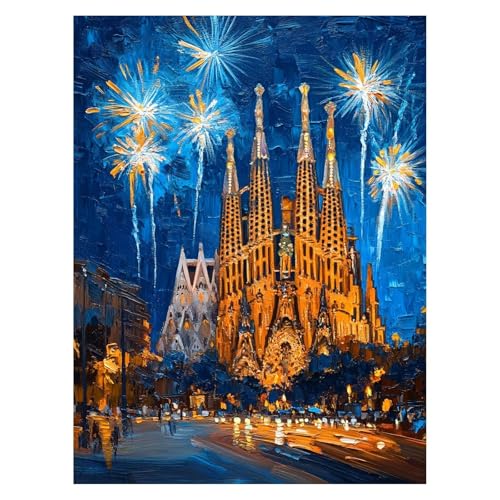 Malen Nach Zahlen Erwachsene Stadt Malen Nach Zahlen Kinder Architektur mit Pinsel und Wasserdicht Leinwand Acrylfarben Set, Diy Set Erwachsene Bilder 50 x 70cm Deko Wohnzimmer Geschenke LSJ-4386 von LUESSJAO