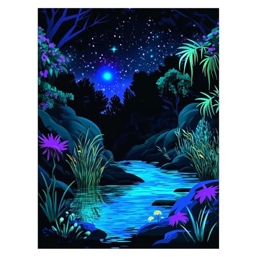 Malen Nach Zahlen Erwachsene Sternenhimmel Malen Nach Zahlen Kinder PflanZen mit Pinsel und Wasserdicht Leinwand Acrylfarben Set, Diy Set Erwachsene Bilder 70 x 95cm Zimmer Deko Geschenke LSJ-1644 von LUESSJAO