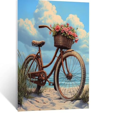 Malen Nach Zahlen Erwachsene Strand Malen Nach Zahlen Kinder Blume mit Pinsel und Wasserdicht Leinwand Acrylfarben Set, Diy Set Erwachsene Bilder 70x95CM für Zimmer Deko Geschenke für Frauen LSJ-2185 von LUESSJAO