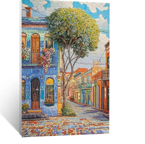 Malen Nach Zahlen Erwachsene Straßenansicht Malen Nach Zahlen Kinder Baum mit Pinsel und Wasserdicht Leinwand Acrylfarben Set, Diy Set Erwachsene Bilder 60 x 80 CM für Zimmer Deko Geschenke LSJ-4780 von LUESSJAO