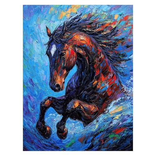 Malen Nach Zahlen Erwachsene Tier Malen Nach Zahlen Kinder Horse mit Pinsel und Wasserdicht Leinwand Acrylfarben Set, Diy Set Erwachsene Bilder 60 x 80 Cm für Deko Wohnzimmer Geschenke LSJ-6986 von LUESSJAO