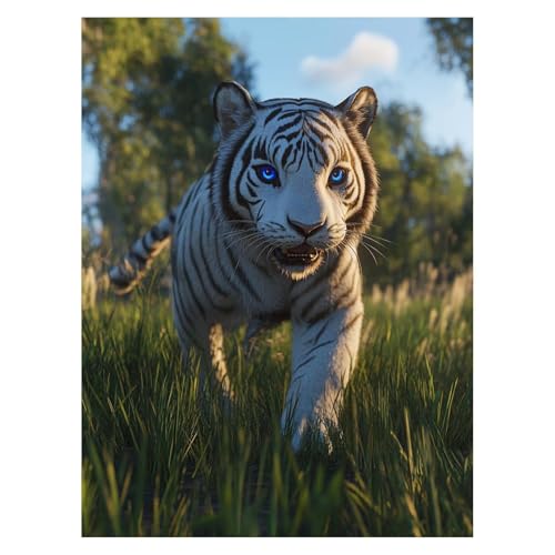Malen Nach Zahlen Erwachsene Tier Malen Nach Zahlen Kinder Weißer Tiger mit Pinsel und Wasserdicht Leinwand Acrylfarben Set, Diy Set Erwachsene Bilder 100x135 cm Deko Wohnzimmer Geschenke LSJ-5817 von LUESSJAO