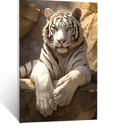 Malen Nach Zahlen Erwachsene Tiger Malen Nach Zahlen Kinder Tier mit Pinsel und Wasserdicht Leinwand Acrylfarben Set, Diy Set Erwachsene Bilder 150x100 cm für Zimmer Deko Geschenke für Frauen LSJ-3245 von LUESSJAO