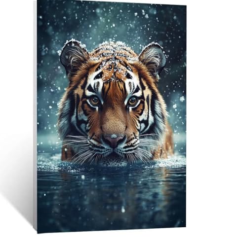 Malen Nach Zahlen Erwachsene Tiger Malen Nach Zahlen Kinder Tier mit Pinsel und Wasserdicht Leinwand Acrylfarben Set, Diy Set Erwachsene Bilder 60 x 80cm für Zimmer Deko Geschenke für Frauen LSJ-6738 von LUESSJAO