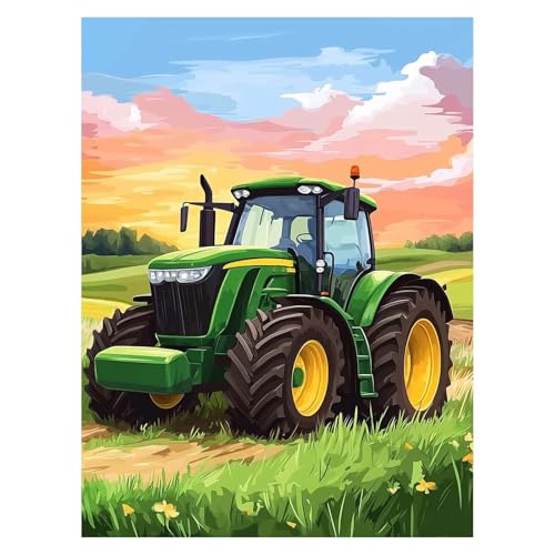 Malen Nach Zahlen Erwachsene Traktor Malen Nach Zahlen Kinder Bauernhof mit Pinsel und Wasserdicht Leinwand Acrylfarben Set, Diy Set Erwachsene Bilder 30x40 Cm für Deko Wohnzimmer Geschenke LSJ-6986 von LUESSJAO